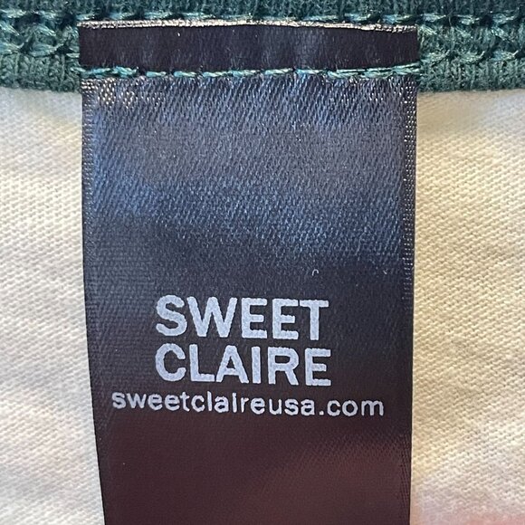 Sweet‎ Claire Womens Honey Graphic Ringer Tee 100% Cotton Ivory With Green - Picture 3 of 7